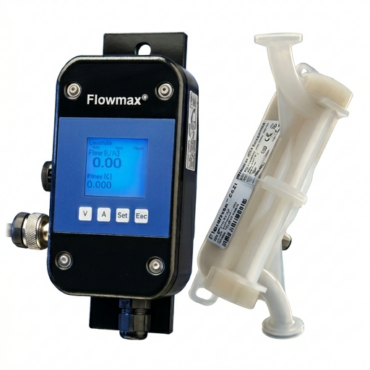 Medidor de flujo ultrasónico MIB Flowmax 242i con tubería de medición PELD para bioprocesos Single-Use.