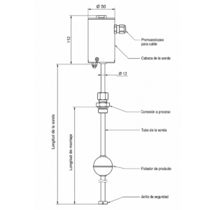 Sensor de nivel magnetoestrictivo FAFNIR TORRIX fabricado en acero inoxidable 316Ti para medición de alta precisión.